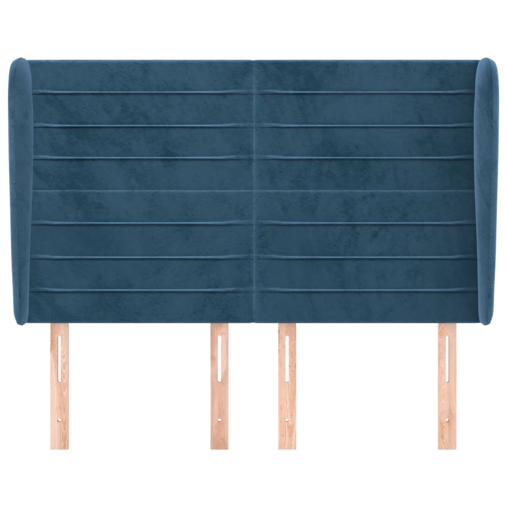 Hoofdbord Met Randen 147X23X118/128 Cm Fluweel Donkerblauw