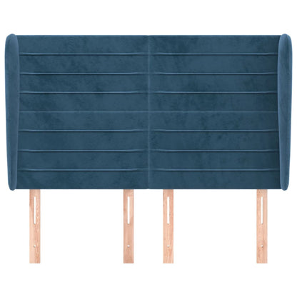 Hoofdbord Met Randen 147X23X118/128 Cm Fluweel Donkerblauw