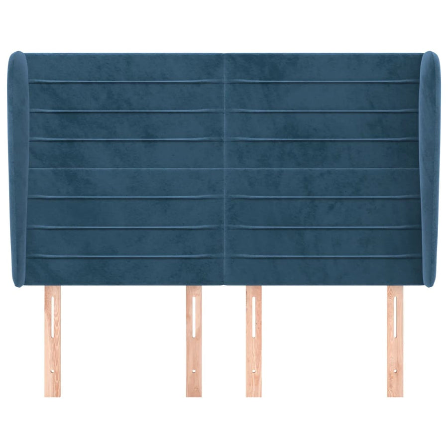 Hoofdbord Met Randen 147X23X118/128 Cm Fluweel Donkerblauw