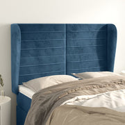 Hoofdbord 147x23x118/128 cm fluweel donkerblauw