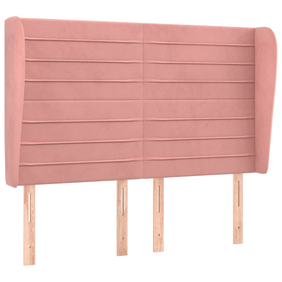 Hoofdbord Met Randen 147X23X118/128 Cm Fluweel Roze