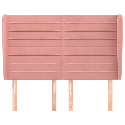 Hoofdbord Met Randen 147X23X118/128 Cm Fluweel Roze