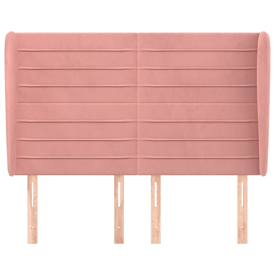 Hoofdbord Met Randen 147X23X118/128 Cm Fluweel Roze
