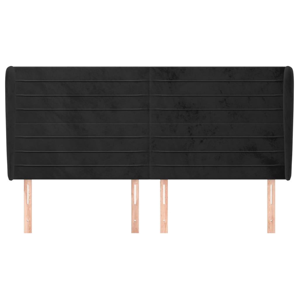 Hoofdbord Met Randen 163X23X118/128 Cm Fluweel Zwart
