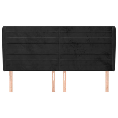 Hoofdbord Met Randen 163X23X118/128 Cm Fluweel Zwart