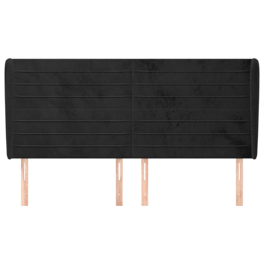 Hoofdbord Met Randen 163X23X118/128 Cm Fluweel Zwart