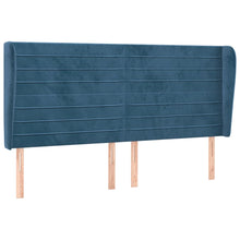Hoofdbord Met Randen Fluweel 163 x 23 x 118/128 cm Donkerblauw