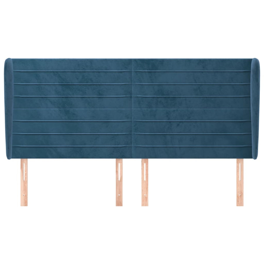 Hoofdbord Met Randen Fluweel 163 x 23 x 118/128 cm Donkerblauw