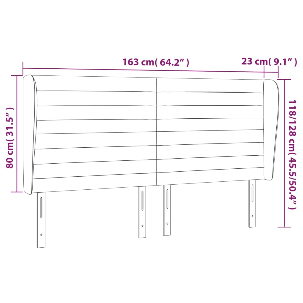Hoofdbord Met Randen Fluweel 163 x 23 x 118/128 cm Donkerblauw