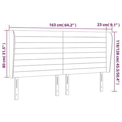 Hoofdbord Met Randen Fluweel 163 x 23 x 118/128 cm Donkerblauw