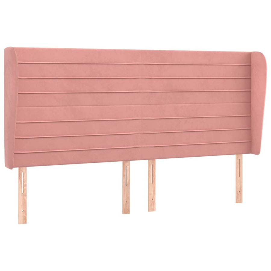 Hoofdbord Met Randen Fluweel 163 x 23 x 118/128 cm Roze
