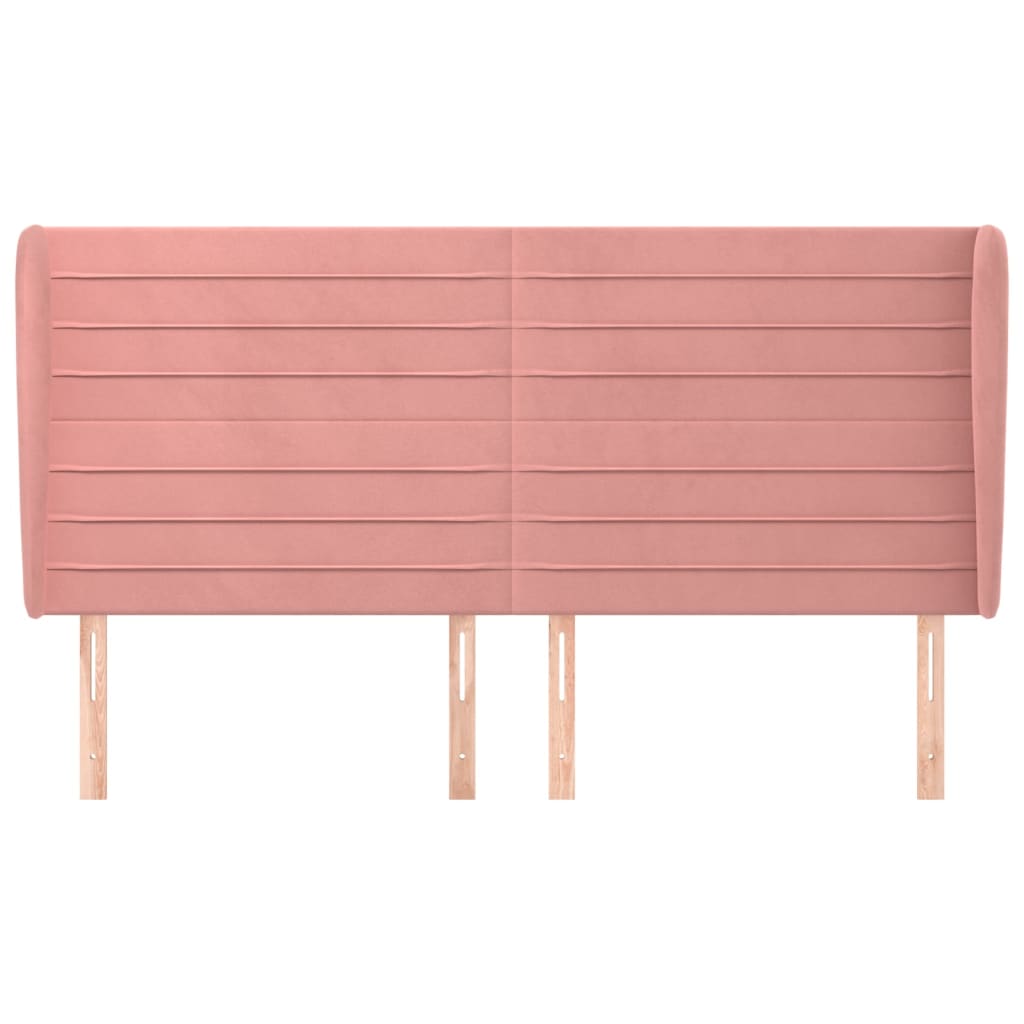 Hoofdbord Met Randen Fluweel 163 x 23 x 118/128 cm Roze