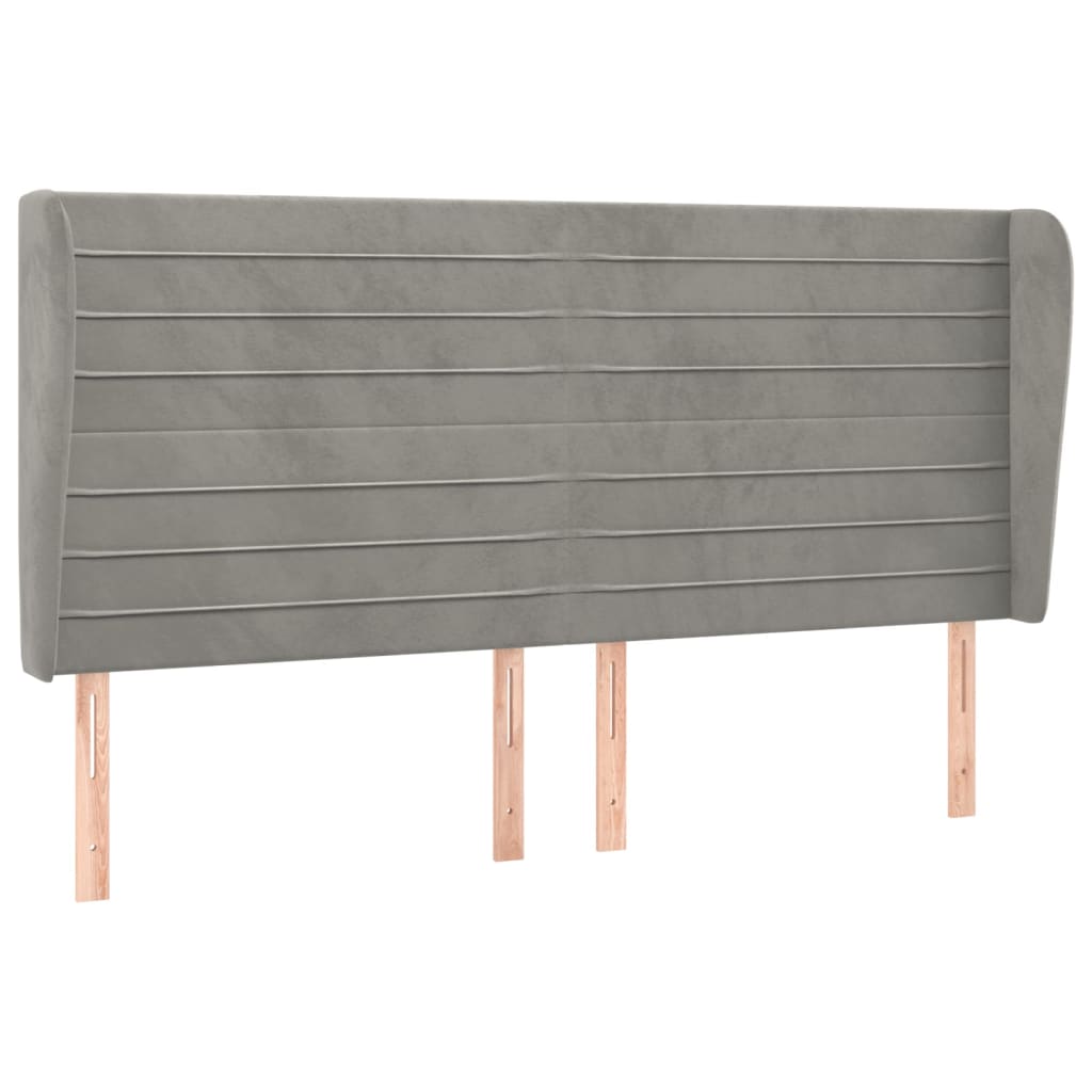 Hoofdbord Met Randen 183X23X118/128 Cm Fluweel Lichtgrijs