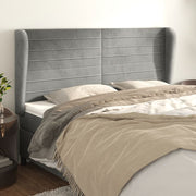 Headboard with edges 183x23x118/128 cm velvet light gray