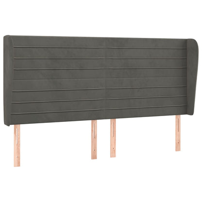 Hoofdbord Met Randen 183X23X118/128 Cm Fluweel Donkergrijs