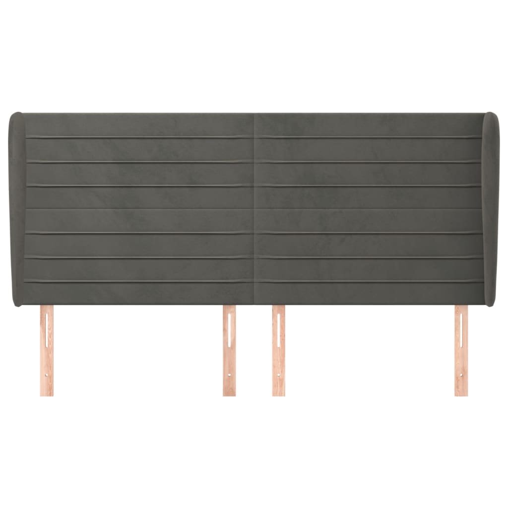 Hoofdbord Met Randen 183X23X118/128 Cm Fluweel Donkergrijs