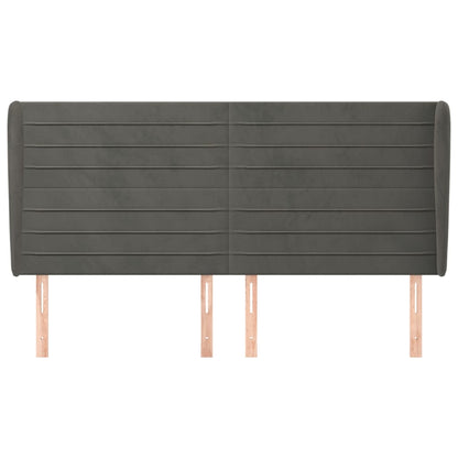 Hoofdbord Met Randen 183X23X118/128 Cm Fluweel Donkergrijs