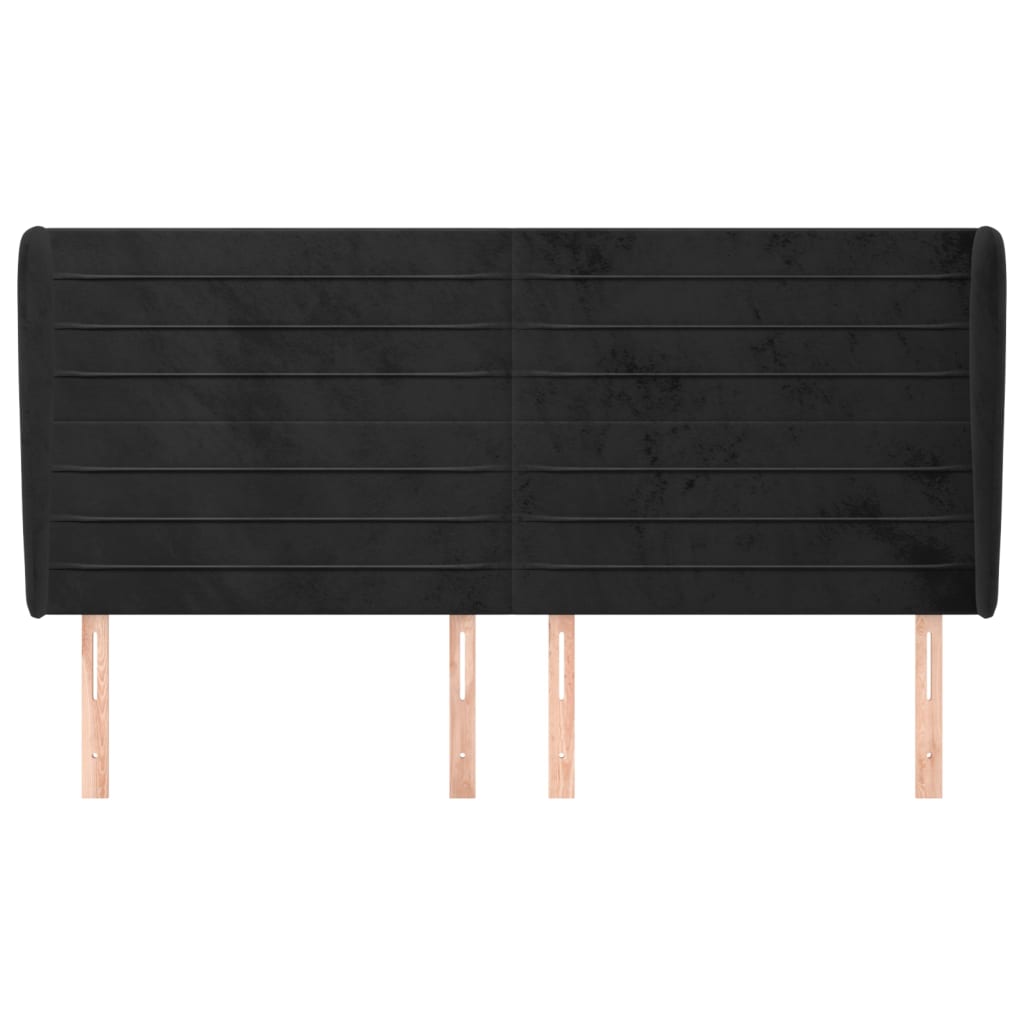 Hoofdbord Met Randen 183X23X118/128 Cm Fluweel Zwart