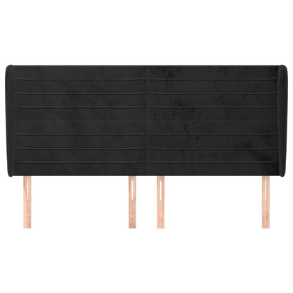 Hoofdbord Met Randen 183X23X118/128 Cm Fluweel Zwart
