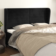 Headboard with edges 183x23x118/128 cm velvet black