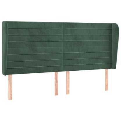 Hoofdbord met randen 183x23x118/128 cm fluweel donkergroen