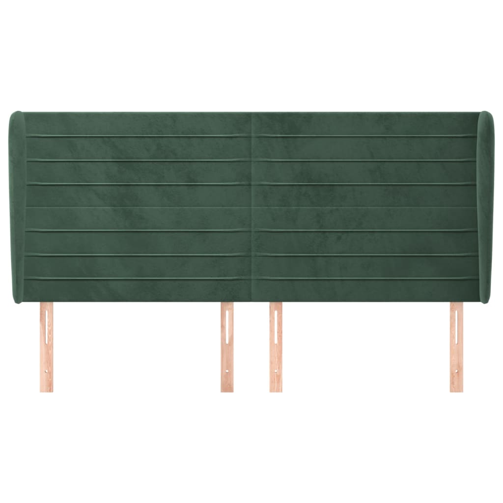 Hoofdbord met randen 183x23x118/128 cm fluweel donkergroen