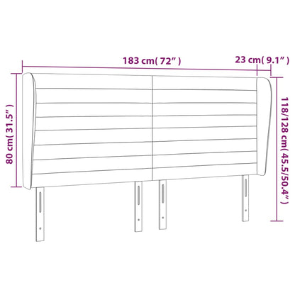 Hoofdbord met randen 183x23x118/128 cm fluweel donkergroen