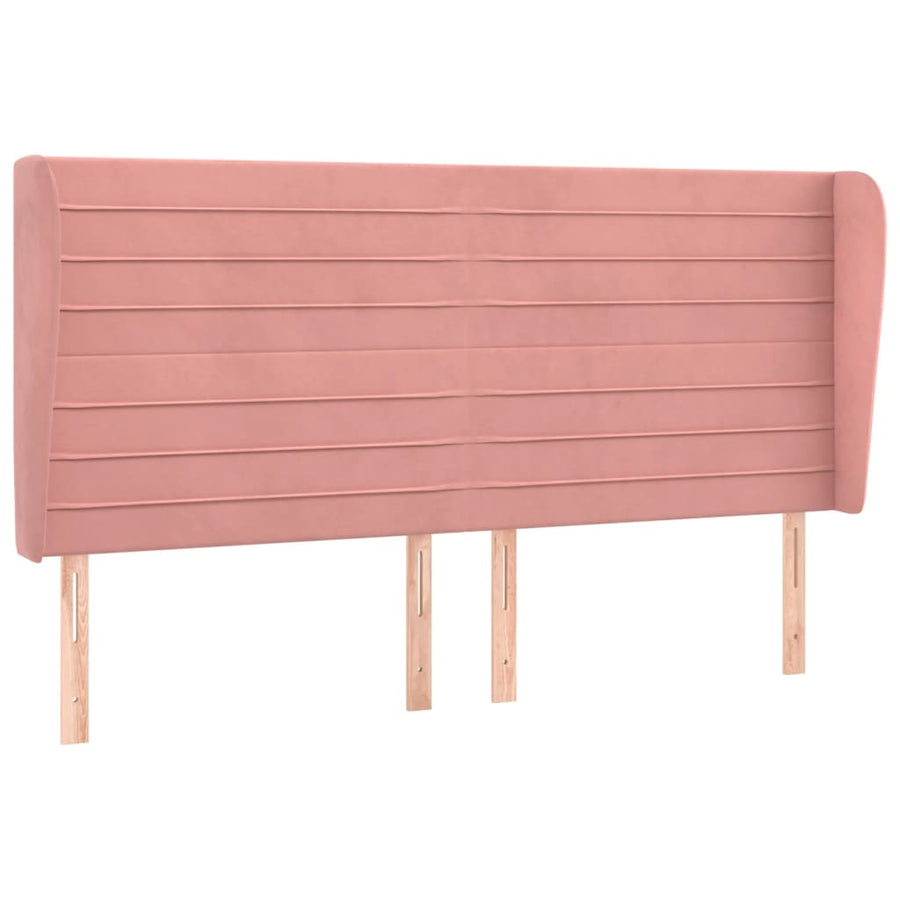 Hoofdbord Met Randen 183X23X118/128 Cm Fluweel Roze