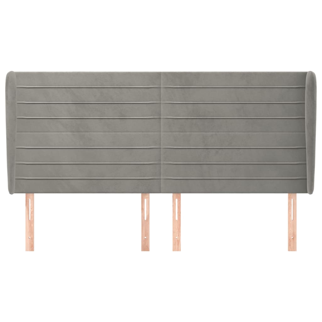 Hoofdbord Met Randen 203X23X118/128 Cm Fluweel Lichtgrijs