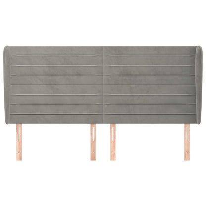 Hoofdbord Met Randen 203X23X118/128 Cm Fluweel Lichtgrijs