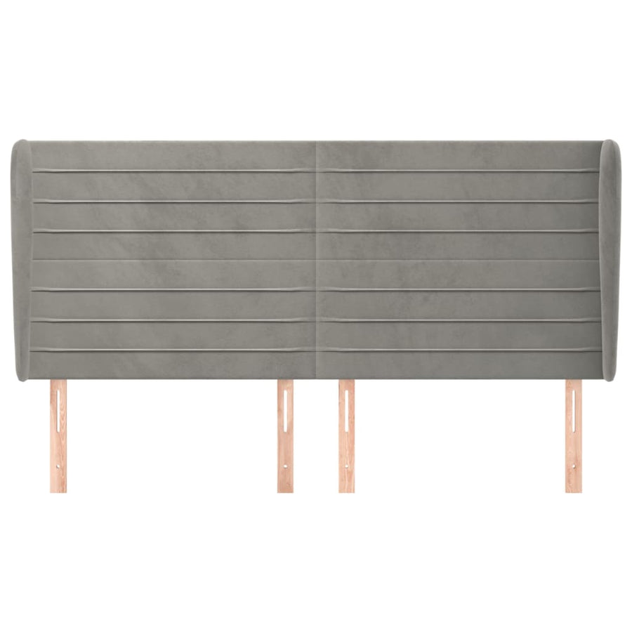 Hoofdbord Met Randen 203X23X118/128 Cm Fluweel Lichtgrijs
