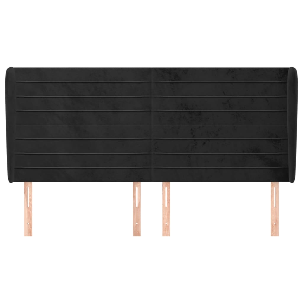 Hoofdbord Met Randen 203X23X118/128 Cm Fluweel Zwart