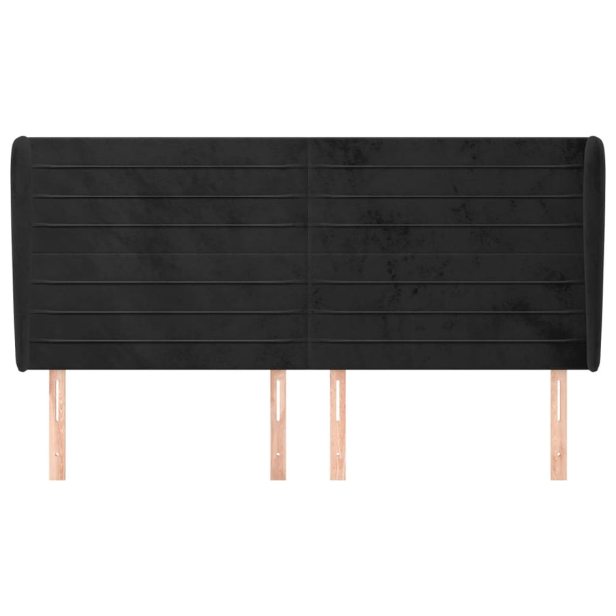 Hoofdbord Met Randen 203X23X118/128 Cm Fluweel Zwart
