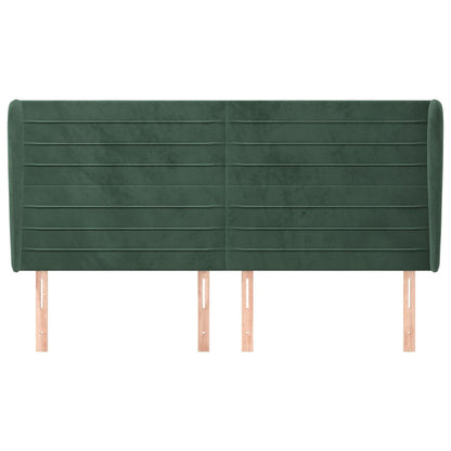 Hoofdbord met randen 203x23x118/128 cm fluweel donkergroen