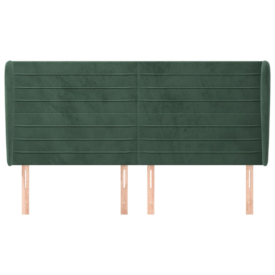Hoofdbord met randen 203x23x118/128 cm fluweel donkergroen