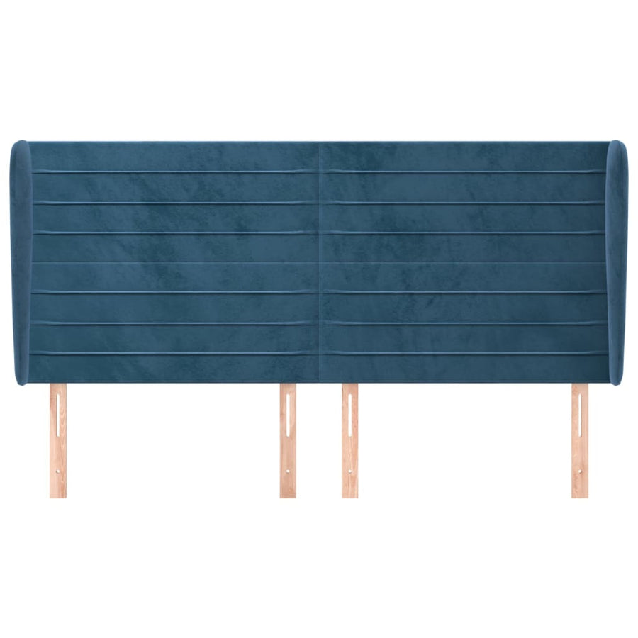Hoofdbord Met Randen 203X23X118/128 Cm Fluweel Donkerblauw