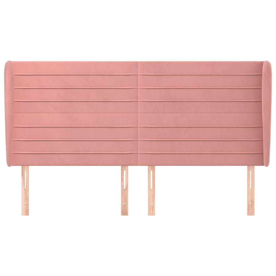 Hoofdbord Met Randen 203X23X118/128 Cm Fluweel Roze