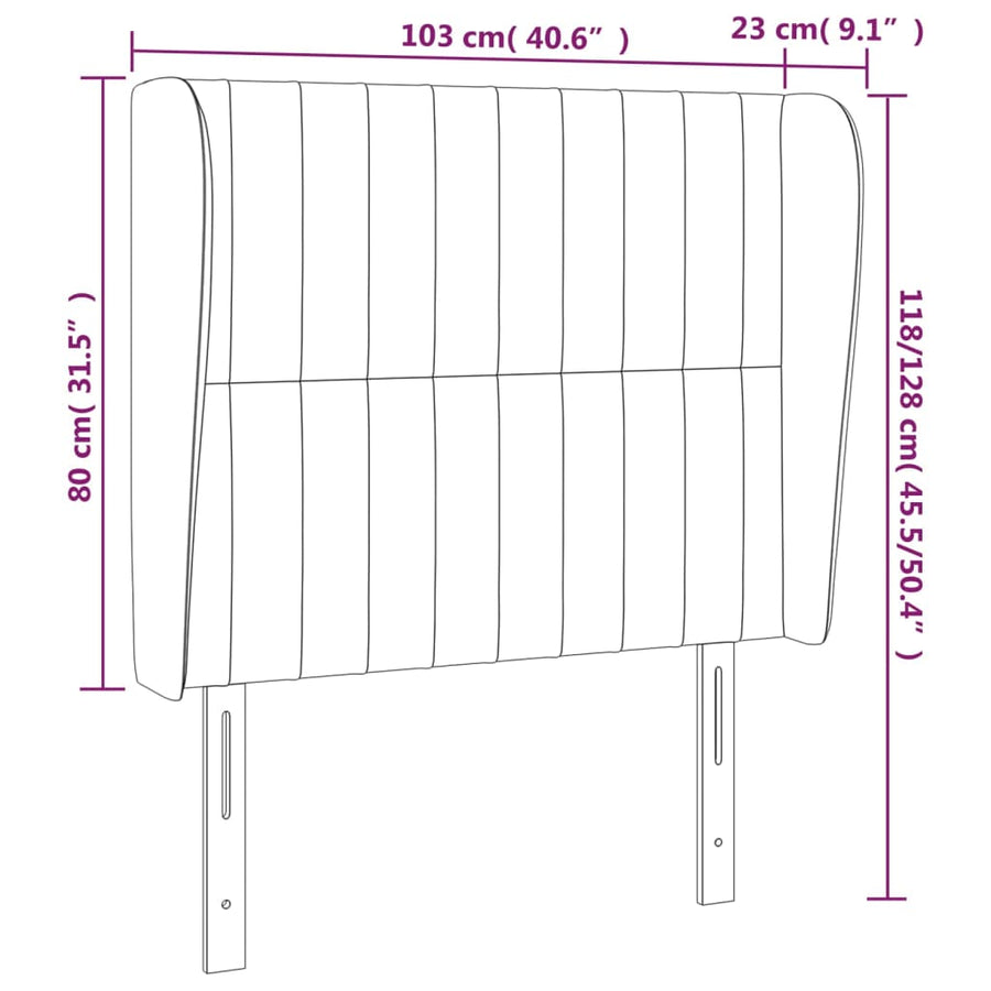 Hoofdbord Met Randen Stof 103 x 23 x 118/128 cm Donkergrijs