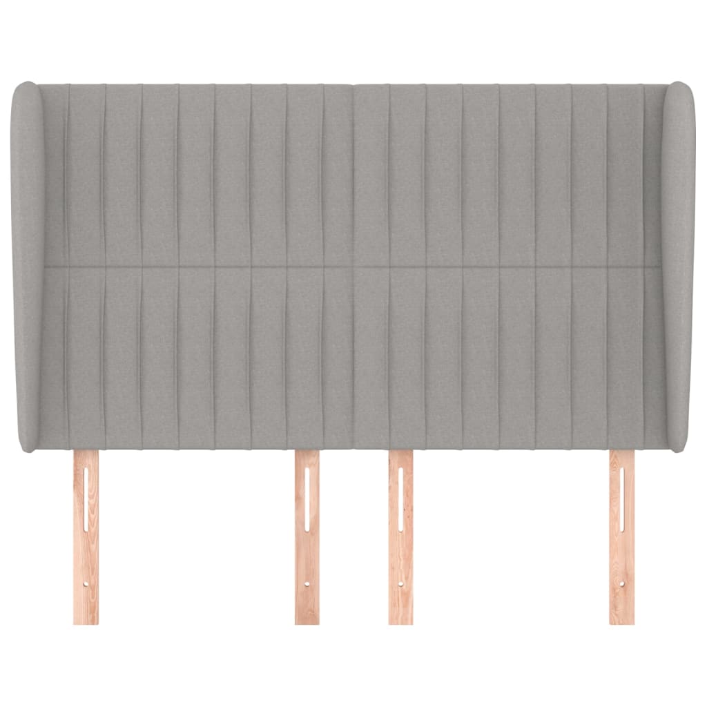 Hoofdbord Met Randen Stof 147 x 23 x 118/128 cm Lichtgrijs