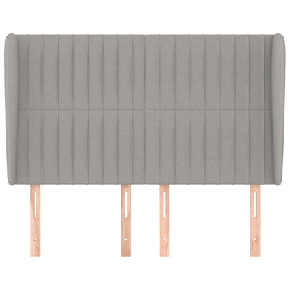 Hoofdbord Met Randen Stof 147 x 23 x 118/128 cm Lichtgrijs