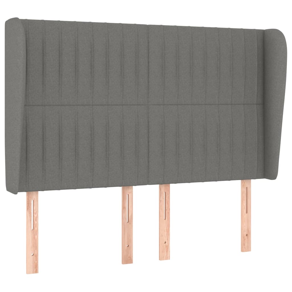 Hoofdbord Met Randen Stof 147 x 23 x 118/128 cm Donkergrijs