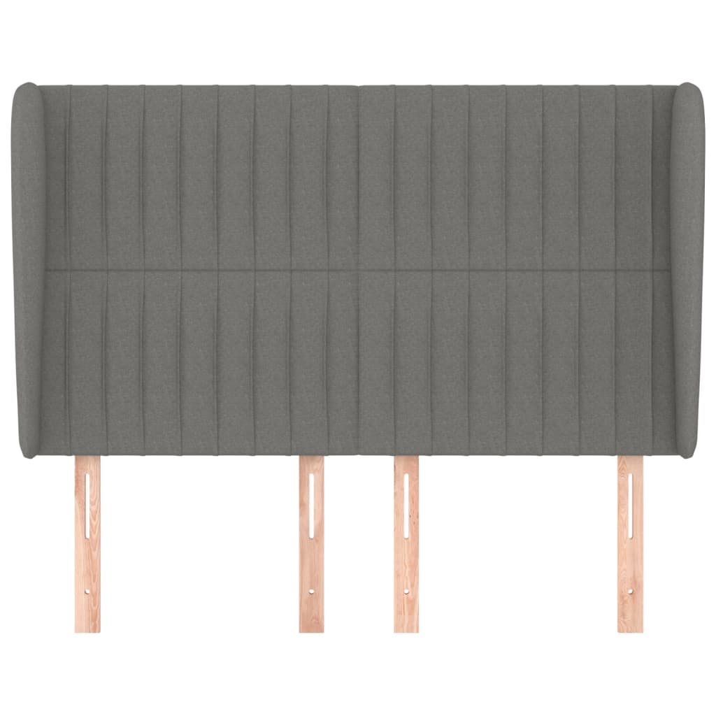 Hoofdbord Met Randen Stof 147 x 23 x 118/128 cm Donkergrijs