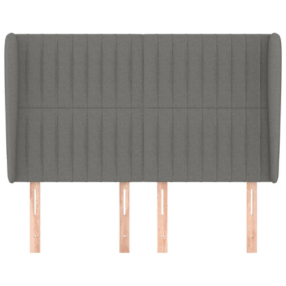 Hoofdbord Met Randen Stof 147 x 23 x 118/128 cm Donkergrijs