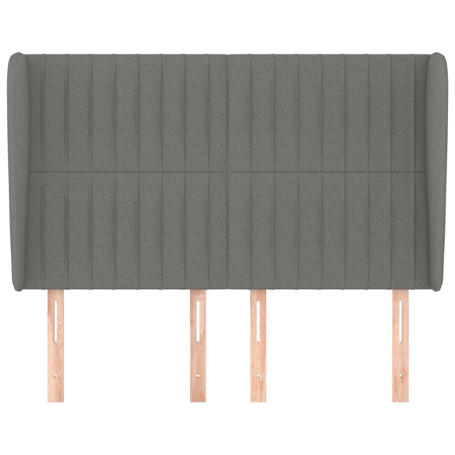Hoofdbord Met Randen Stof 147 x 23 x 118/128 cm Donkergrijs