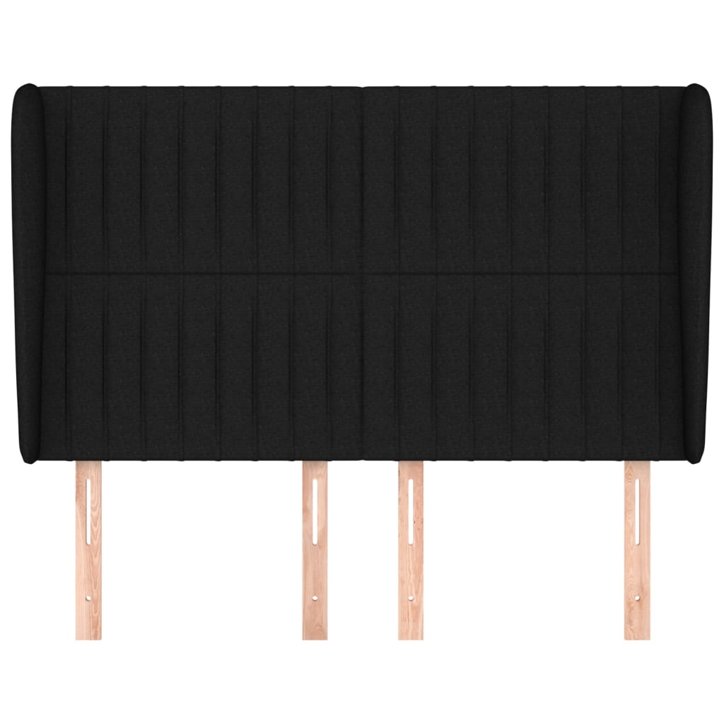 Hoofdbord Met Randen Stof 147 x 23 x 118/128 cm Zwart