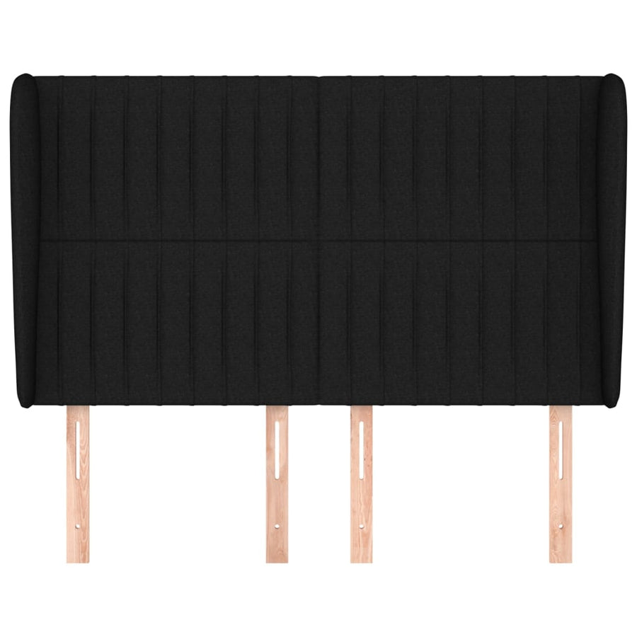 Hoofdbord Met Randen Stof 147 x 23 x 118/128 cm Zwart