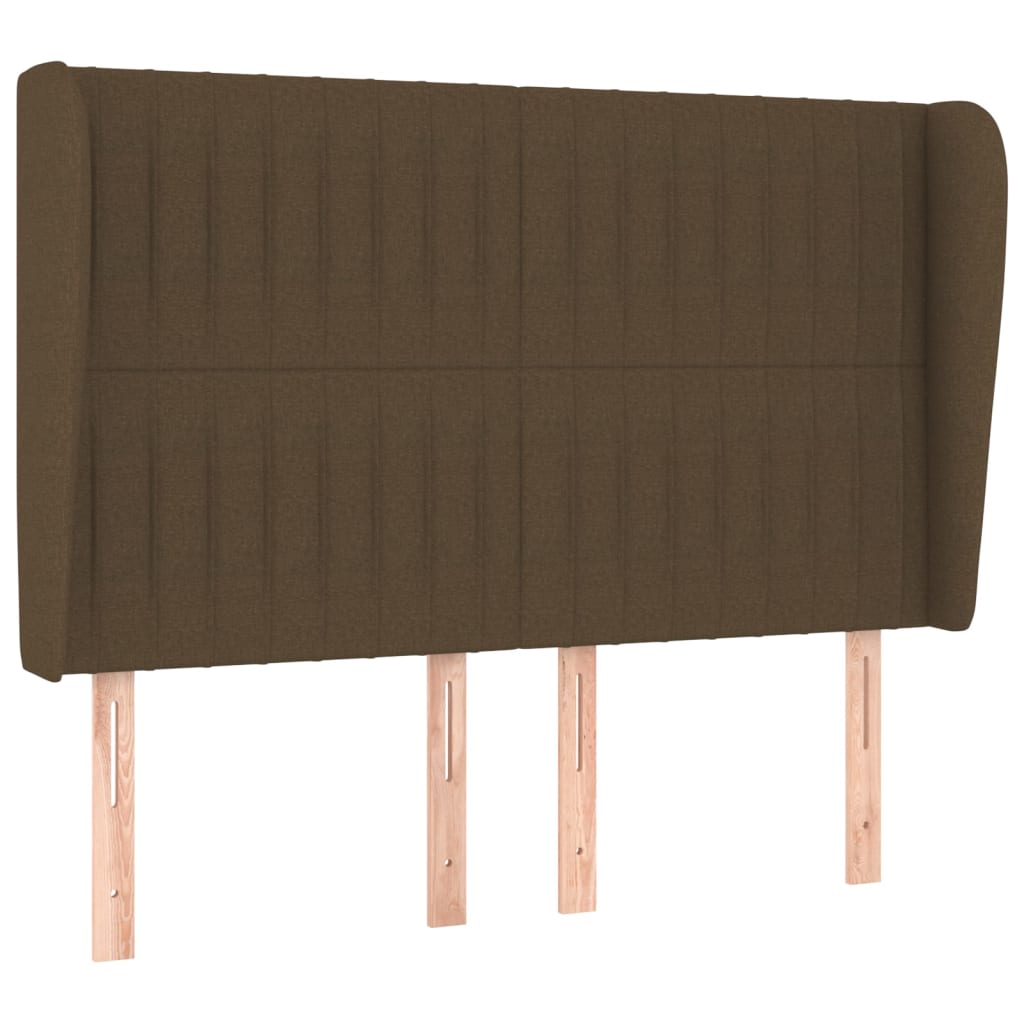 Hoofdbord Met Randen Stof 147 x 23 x 118/128 cm Donkerbruin