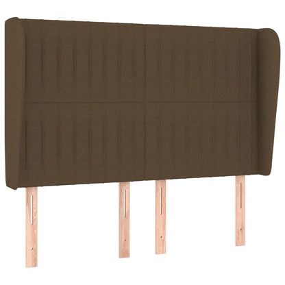 Hoofdbord Met Randen Stof 147 x 23 x 118/128 cm Donkerbruin