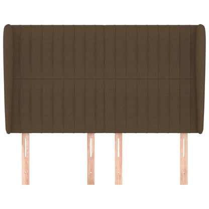 Hoofdbord Met Randen Stof 147 x 23 x 118/128 cm Donkerbruin