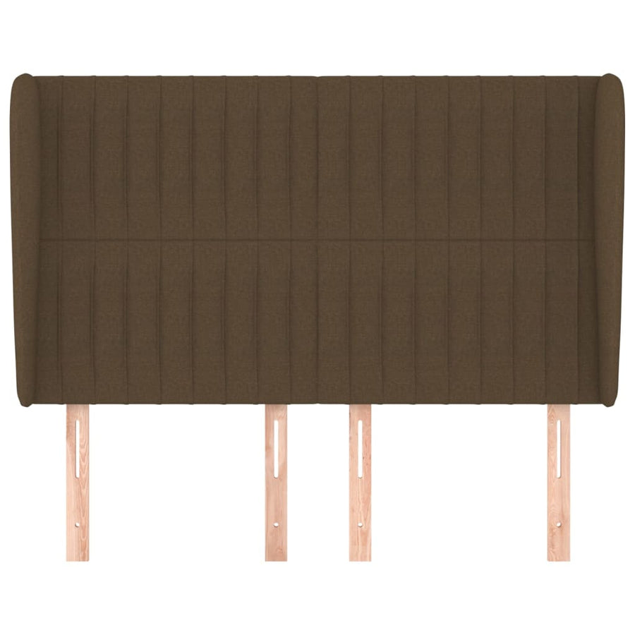 Hoofdbord Met Randen Stof 147 x 23 x 118/128 cm Donkerbruin